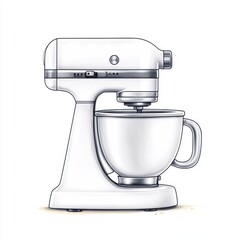 Stylish White Stand Mixer with Bowl for Kitchen Cooking and Baking Tasks