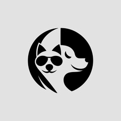 Obraz premium Cool cat and dog silhouette graphic conceptualizing pets and friendship