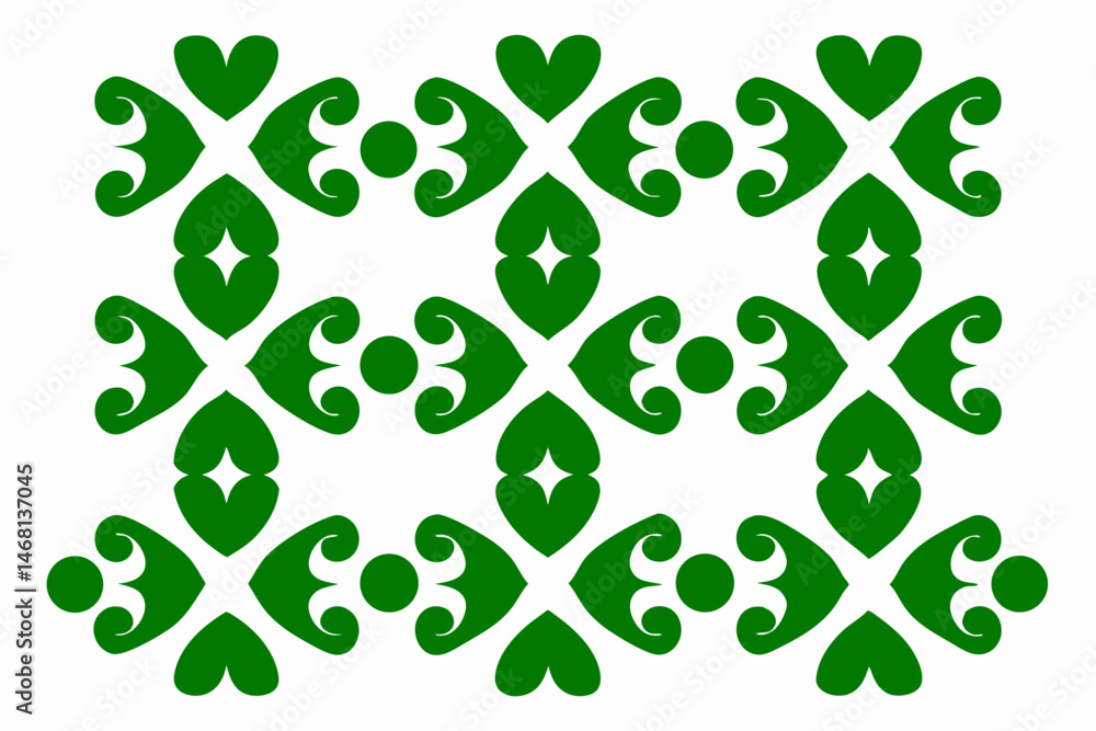 Poster elegant green repeating floral pattern with transparent background design element