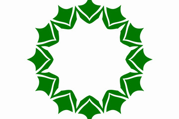 Elegant green geometric design with a transparent circular floral frame