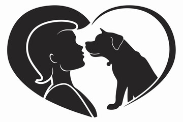 Dog love heart symbol silhouette shows affection and companionship black and white design