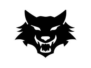 Fierce black wolf silhouette depicting anger with detailed fur texture and sharp teeth