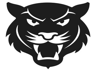 Fierce tiger head silhouette displaying aggression and power vector illustration
