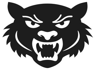 Obraz premium Fierce tiger face silhouette depicting anger and power with open mouth and teeth