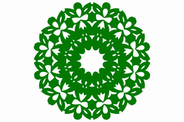 Green circular floral design with intricate pattern perfect for backgrounds and decoration