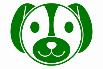Green minimalist dog head silhouette on white background for various design projects