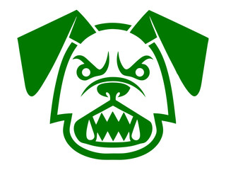 Green grinning dog head vector illustration suitable for logos or design elements