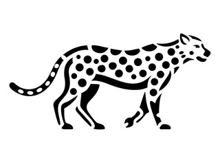 Highly detailed black silhouette design of a growling cheetah in 8k resolution