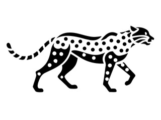 Highly detailed silhouette of a growling cheetah prowling in a wildlife setting