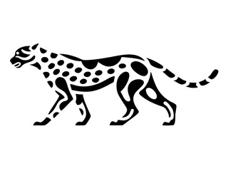 Highly detailed silhouette of a growling cheetah in dynamic prowling pose 8k vector