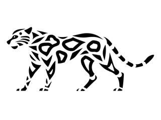 Highly detailed growling cheetah silhouette design with transparency for various creative projects