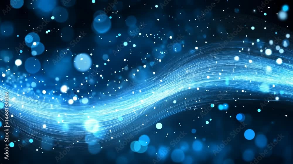 Poster mesmerizing abstract blue light flow with sparkling bokeh effects creating dreamy atmosphere