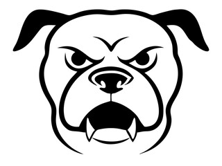 Silhouette design of an angry dog head in black highlighting aggression and alertness.
