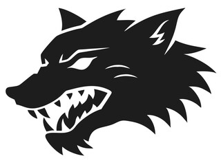 Snarling black wolf head silhouette with detailed fur texture vector design © Kawsar Rushan