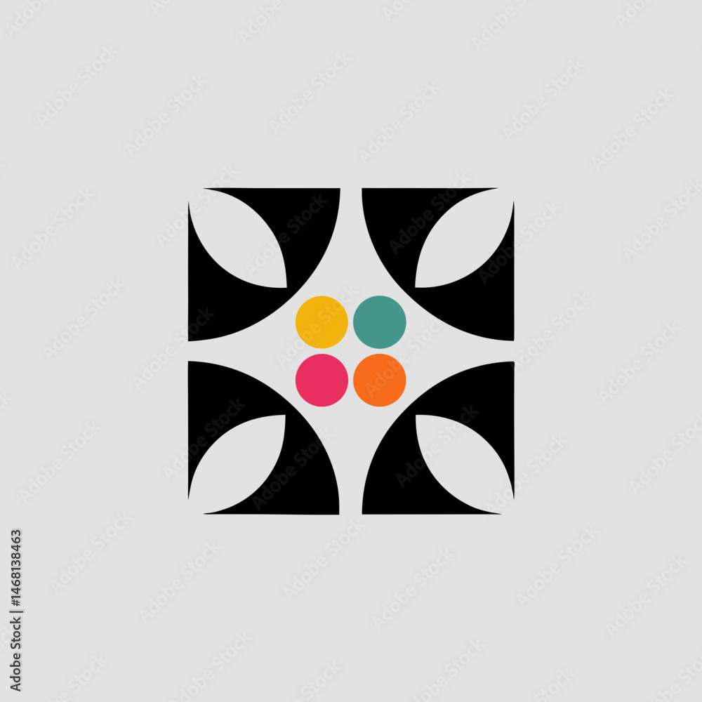 Aufkleber abstract geometric floral design with colorful circles suitable for multiple creative projects