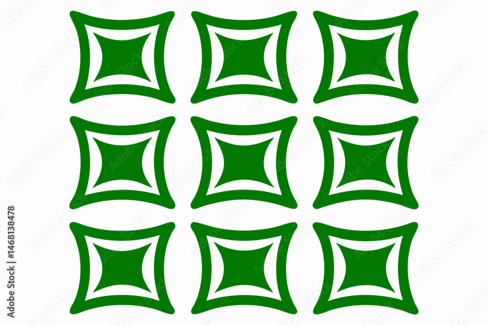 Poster abstract geometric green pattern of squares on a transparent white background