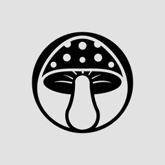 Abstract black mushroom illustration in a circle perfect for various design projects