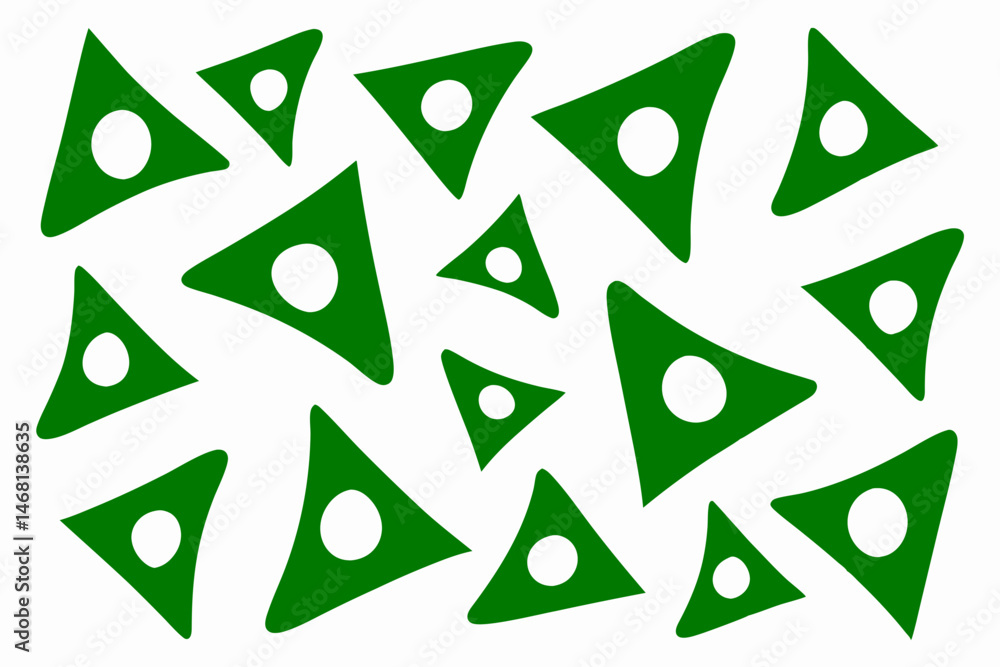 Poster abstract green triangles pattern with white circular center elements in vector style