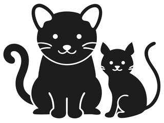 Adorable cartoon cat and rat silhouette design depicting friendship and togetherness