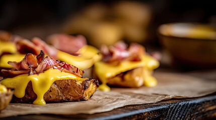 Loaded Potato Skins Bacon with Cheese, and Rustic Delight.