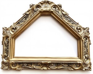 Ornate Gold Trapezoid Frame Mockup Isolated
