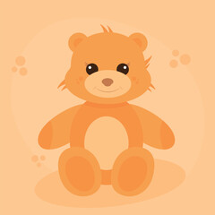 teddy bear, baby toy, cute animal, cartoot, vector, soft toy, brown, ilustration for kids, game