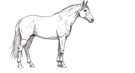 Fototapeta premium Detailed grayscale horse drawing