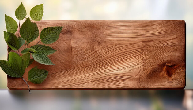 rustic wooden rectangular display block with a natura