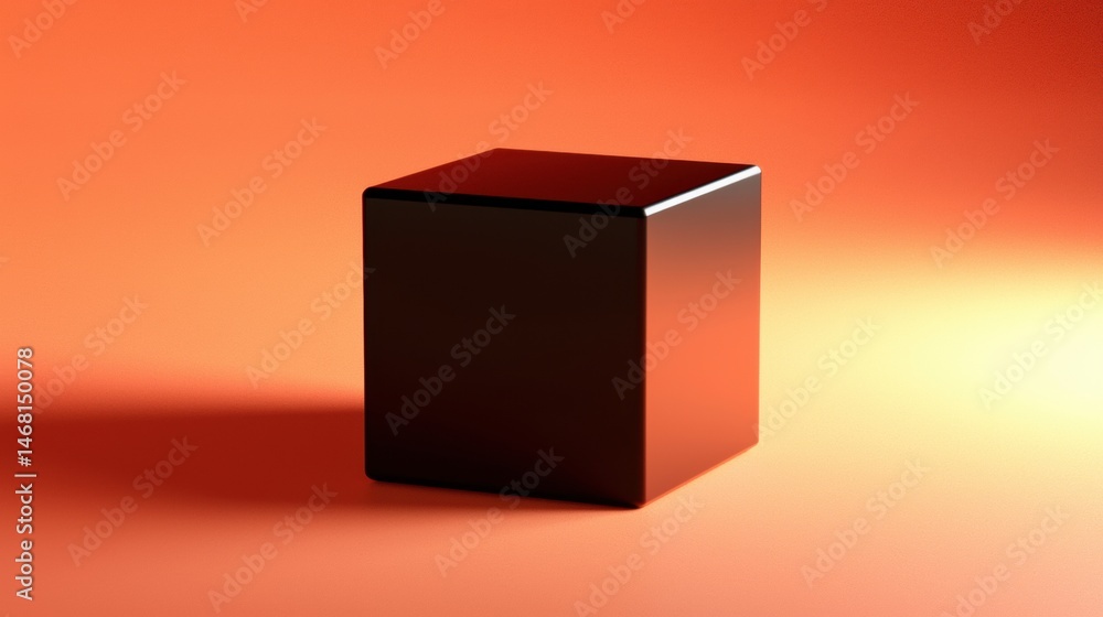 Poster a 3d rendering of a dark brown cube with a glossy finish.