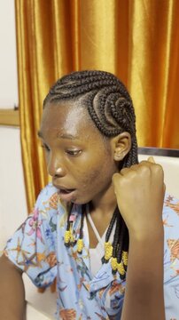 young African black girl making reaction faces