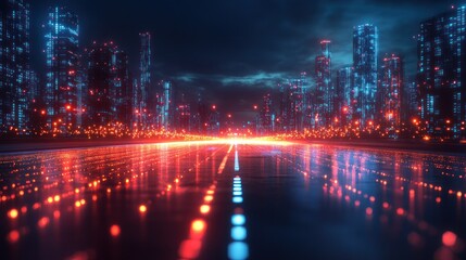 Neon Cityscape at Night: A Futuristic Metropolis