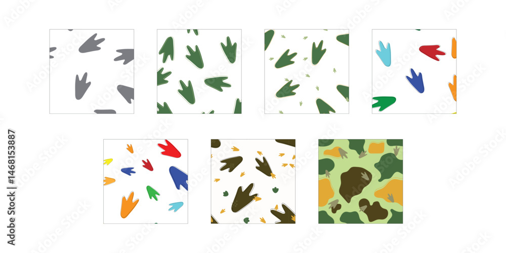 Poster bundle seamless pattern with penguin footprints. animal footprint repeat background collection for t