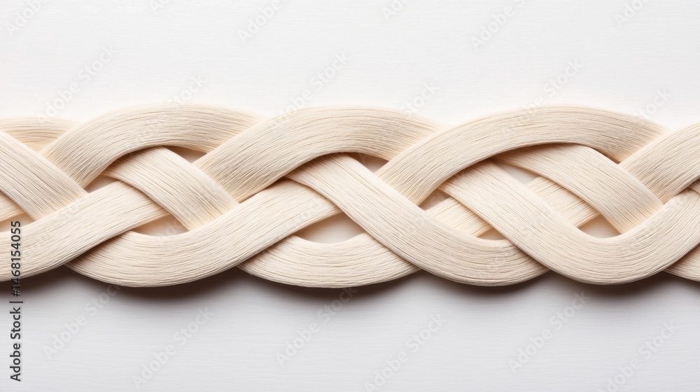 Poster a close-up view of a braided rope, showcasing its intricate pattern and texture.