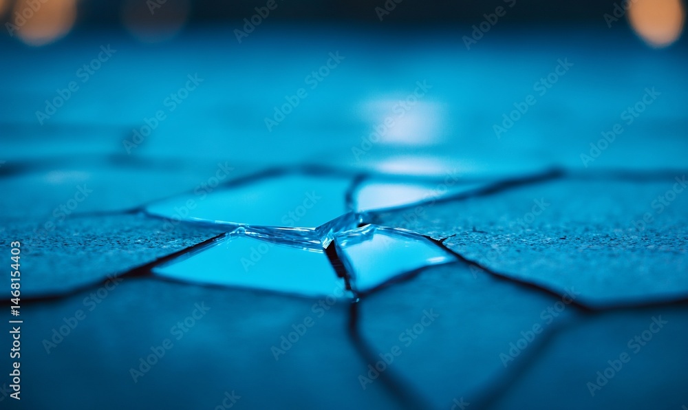 Poster captivating fractured surface reflecting cool hues creating an abstract mosaic