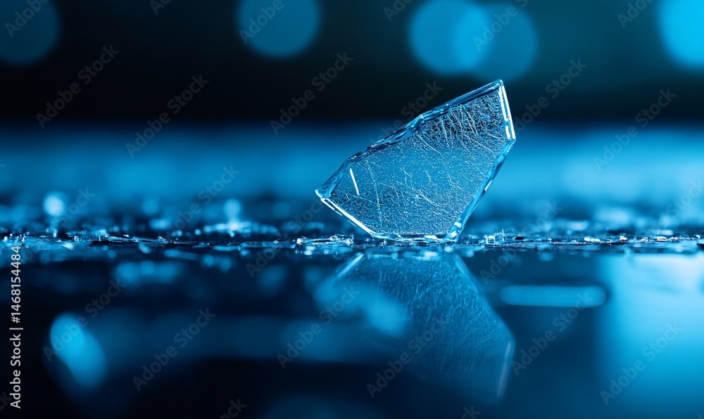 Aufkleber intricate patterns in translucent shards displayed on reflective surfaces evoking fragility