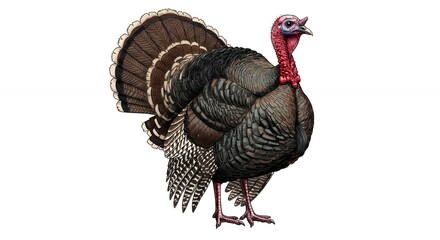 Turkey portrait against white background