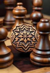 close up of a chess board with pieces on it