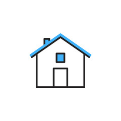 Simple House Icon with Blue Roof