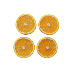 Fototapeta premium Four Slices of Orange on Transparent Background - Vibrant Citrus Fruit Pattern