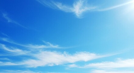 Fototapeta premium Serene Blue Sky with Wispy Cirrus Clouds: A Breathtaking High-Resolution Background Image Perfect for Design Projects and Digital Art
