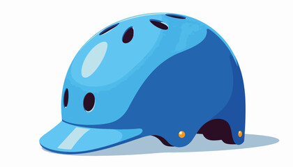 Fototapeta premium Aero blue skateboarding helmet design on white background, safety concept