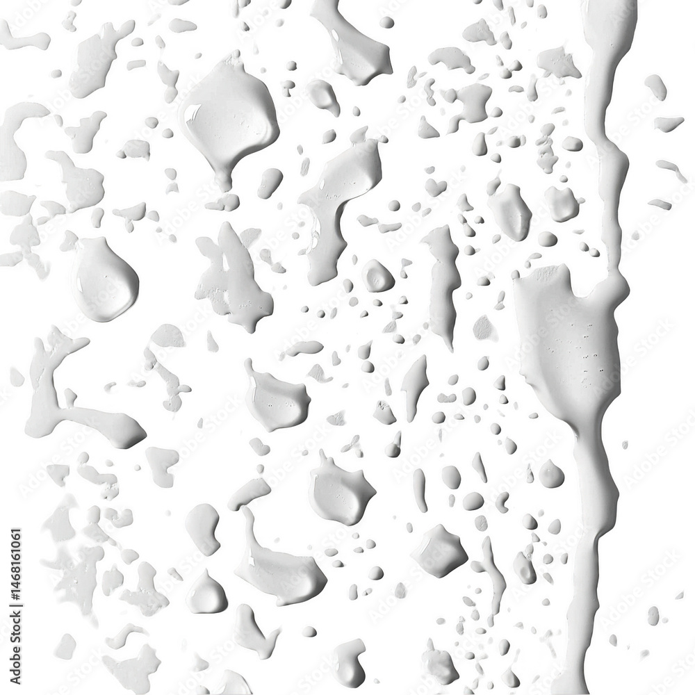 Poster abstract white paint splashes on texture design art ink drops fluid style on transparent background
