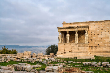 Fototapeta premium Erechtheion with Caryatids on Acropolis Hill