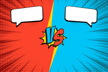 Comic cartoon versus battle retro blank template background