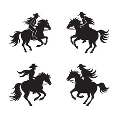 Ride Into the West four hourses silhouette vector