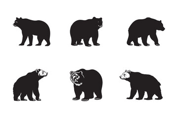 Fototapeta premium Silhouetted Majesty , six bear vector set