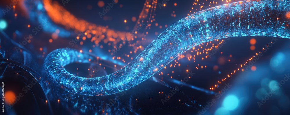 Aufkleber dynamic glowing helix in a vibrant abstract environment