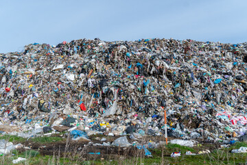 Massive Landfill Heap Full of Mixed Waste, Environmental Pollution Accumulation, Garbage Disposal...