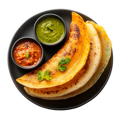Delicious Masala Dosa with chutneys South Indian food breakfast