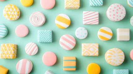 Pastel Colored Candy Pattern Background Sweet Treats